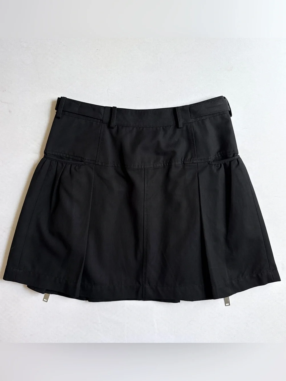 3.1 Phillip Lim Double Zip Utility Skirt Black Pleated Belted Mini Size 10
